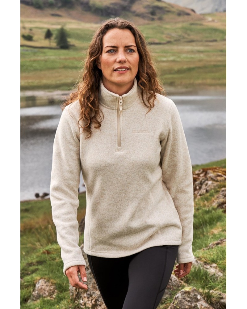 Idris Womens Half-Zip Fleece Beige $21.50 Fleece