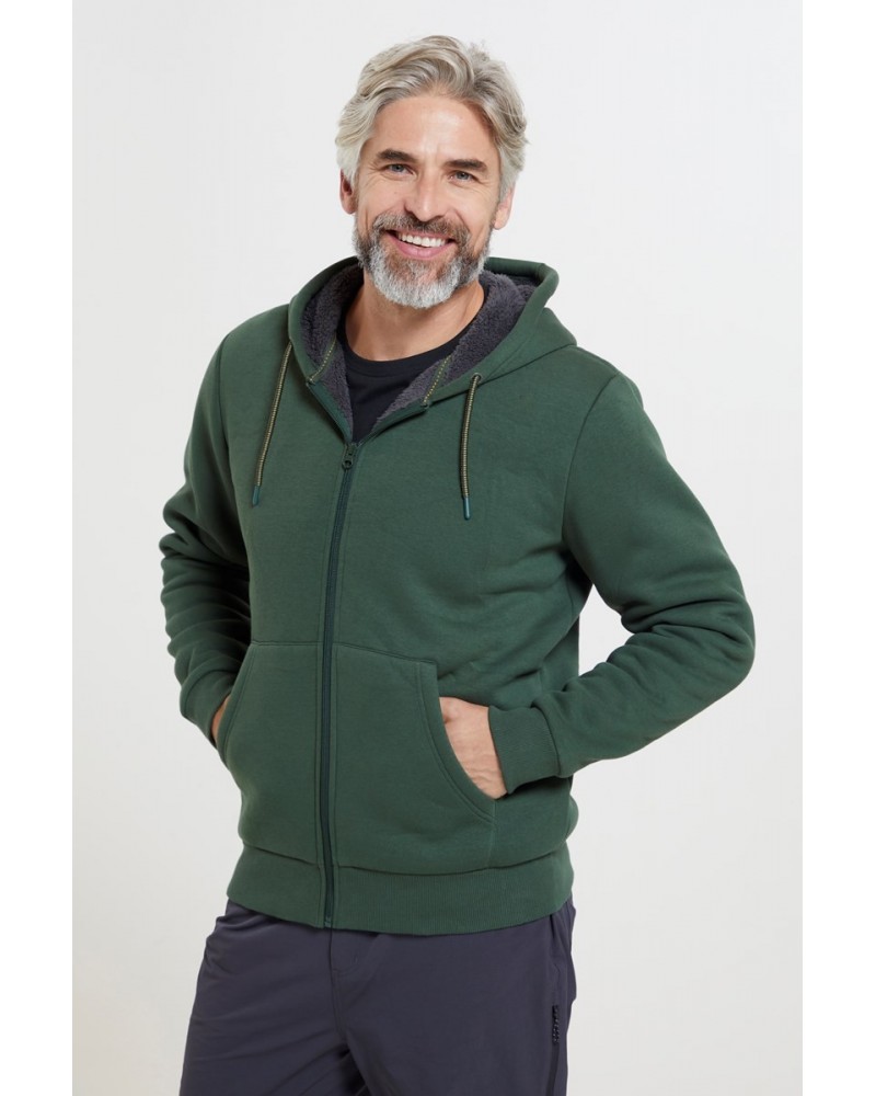 Dalton Mens Sherpa Lined Hoodie Khaki $24.00 Tops