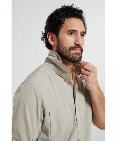 Treble Mens Travel Shirt Light Beige $25.44 Tops