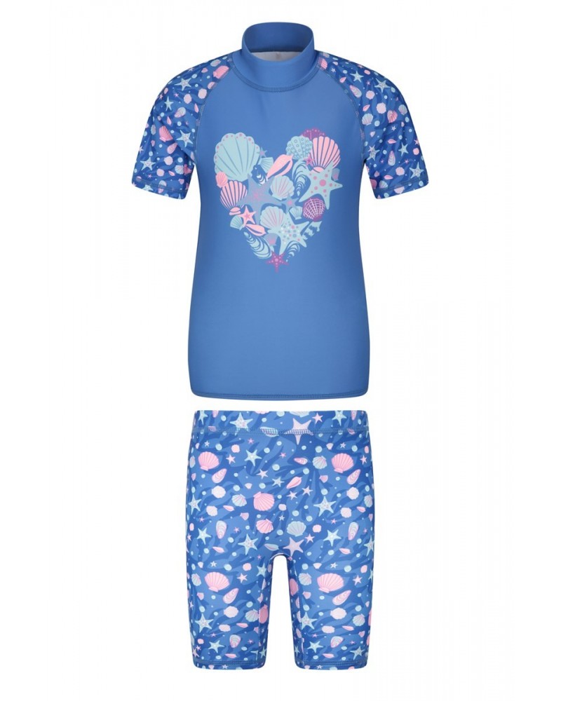 Printed Kids Rash Guard and Shorts Pink $14.24 Tops