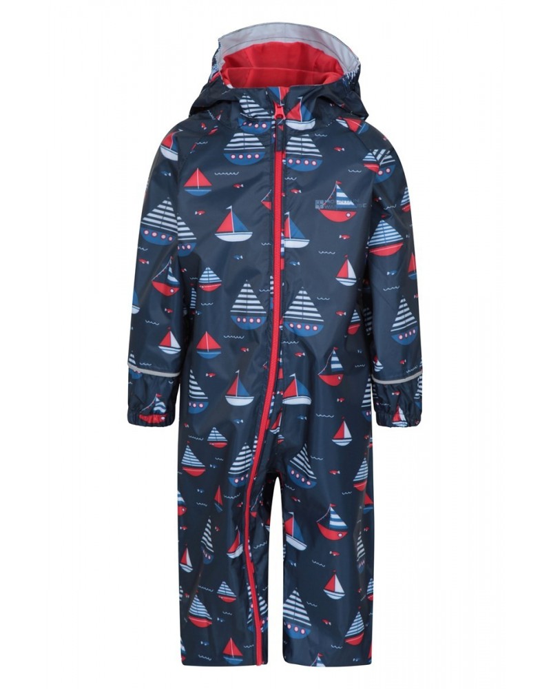 Puddle Kids Printed Waterproof Rain Suit Navy $15.75 Babywear