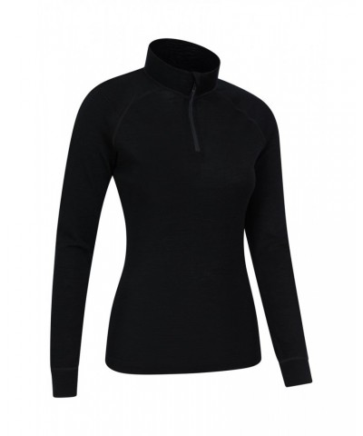 Merino Womens Zip-Neck Thermal Top II Black $20.39 Thermals