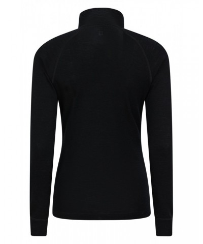 Merino Womens Zip-Neck Thermal Top II Black $20.39 Thermals