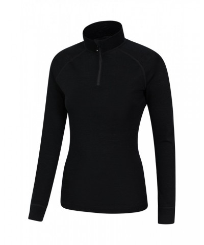 Merino Womens Zip-Neck Thermal Top II Black $20.39 Thermals