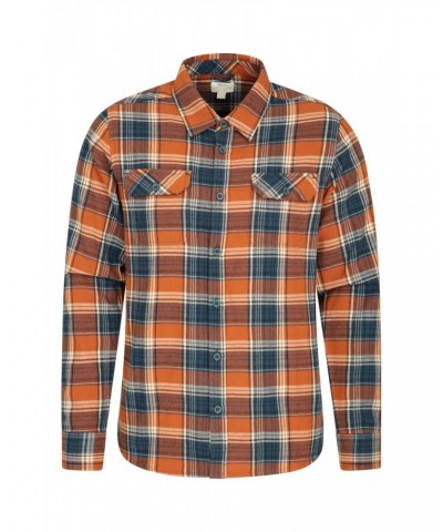 Trace Mens Flannel Long Sleeve Shirt Burnt Orange $14.19 Tops