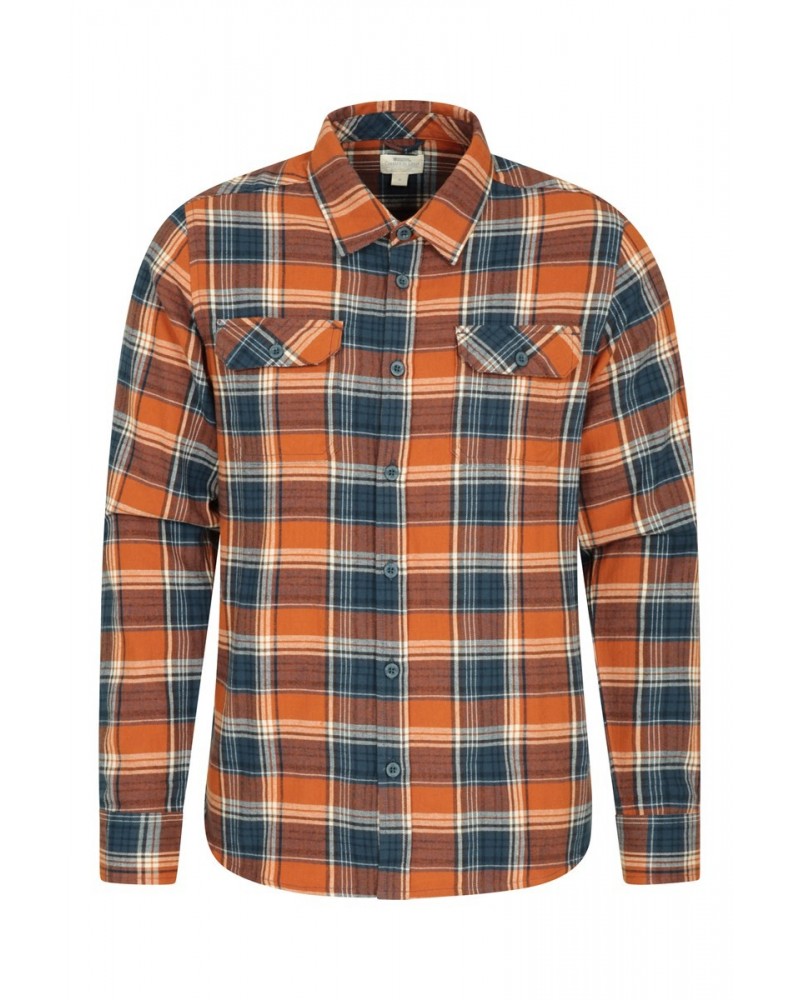 Trace Mens Flannel Long Sleeve Shirt Burnt Orange $14.19 Tops