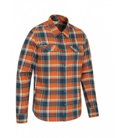 Trace Mens Flannel Long Sleeve Shirt Burnt Orange $14.19 Tops