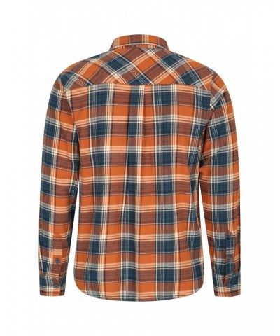 Trace Mens Flannel Long Sleeve Shirt Burnt Orange $14.19 Tops