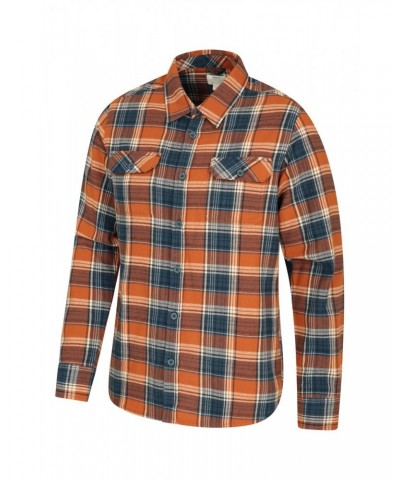 Trace Mens Flannel Long Sleeve Shirt Burnt Orange $14.19 Tops