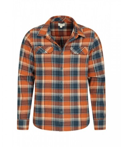 Trace Mens Flannel Long Sleeve Shirt Burnt Orange $14.19 Tops