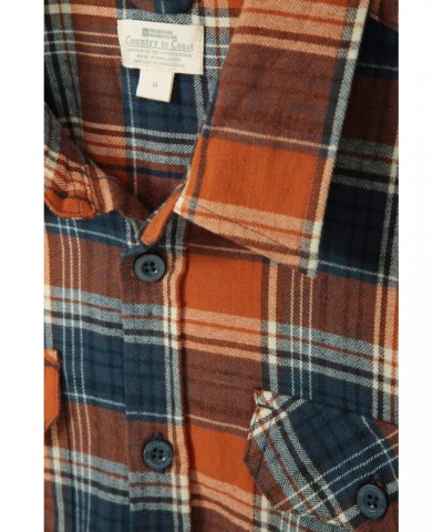 Trace Mens Flannel Long Sleeve Shirt Burnt Orange $14.19 Tops