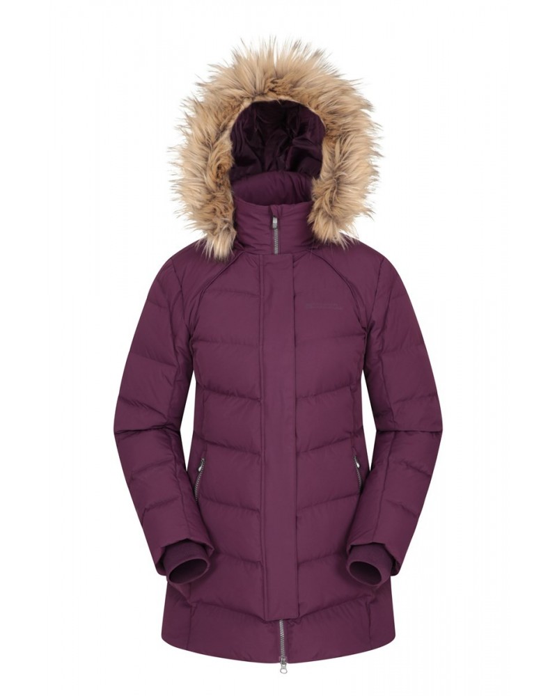 Isla II Womens Long Down Jacket Dark Purple $57.19 Jackets