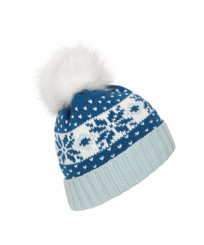 Thinsulate Fairisle Womens Pom Pom Beanie Blue $12.99 Accessories