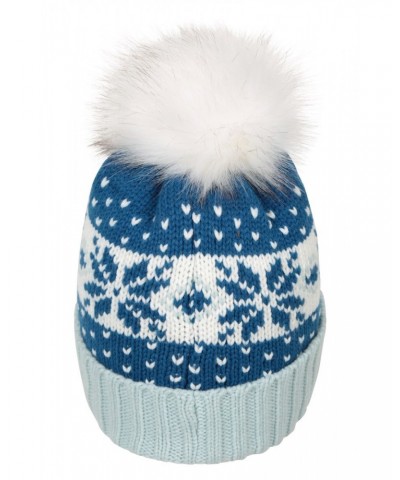 Thinsulate Fairisle Womens Pom Pom Beanie Blue $12.99 Accessories