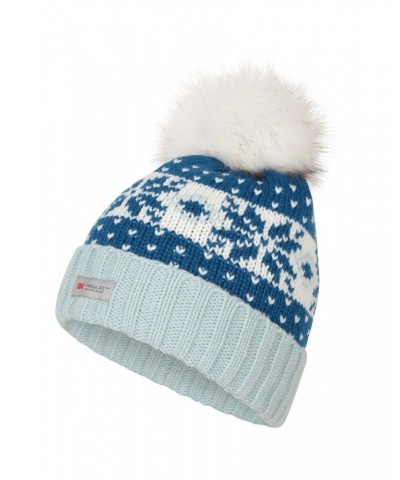 Thinsulate Fairisle Womens Pom Pom Beanie Blue $12.99 Accessories