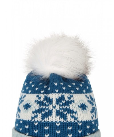 Thinsulate Fairisle Womens Pom Pom Beanie Blue $12.99 Accessories