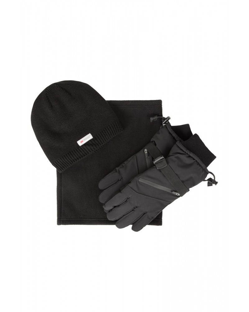 Mens Windproof & Waterproof Ski Accessory Set Black $19.20 Accessories