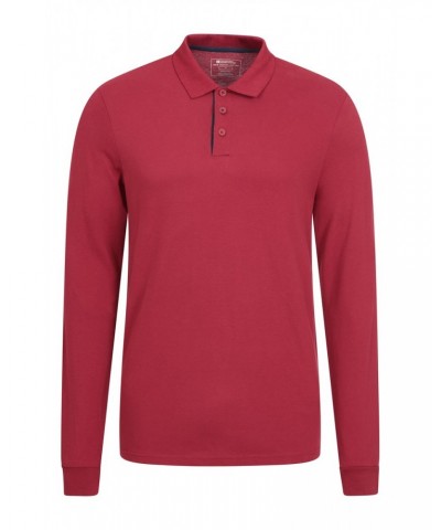 Lakeside Mens Organic Long Sleeve Polo Shirt Burgundy $13.74 Tops