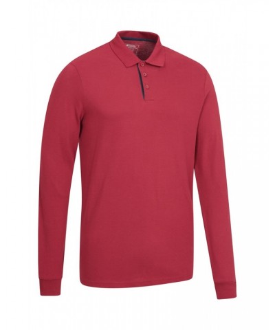 Lakeside Mens Organic Long Sleeve Polo Shirt Burgundy $13.74 Tops