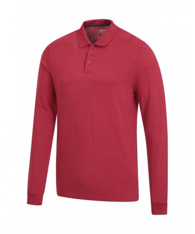 Lakeside Mens Organic Long Sleeve Polo Shirt Burgundy $13.74 Tops