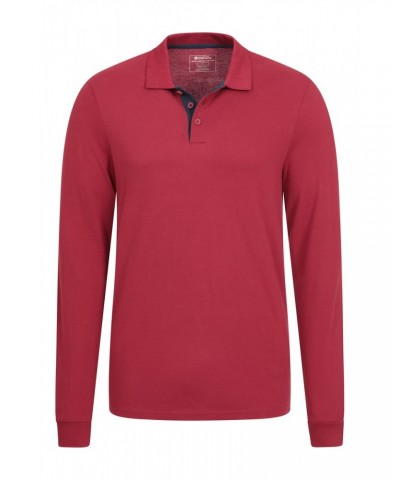 Lakeside Mens Organic Long Sleeve Polo Shirt Burgundy $13.74 Tops