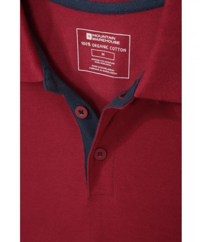 Lakeside Mens Organic Long Sleeve Polo Shirt Burgundy $13.74 Tops