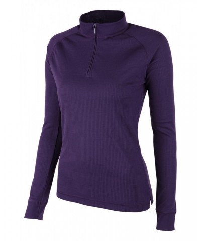 Talus Womens Zipped Turtle Neck Top Purple $12.99 Thermals