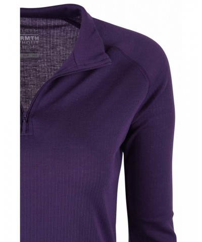 Talus Womens Zipped Turtle Neck Top Purple $12.99 Thermals