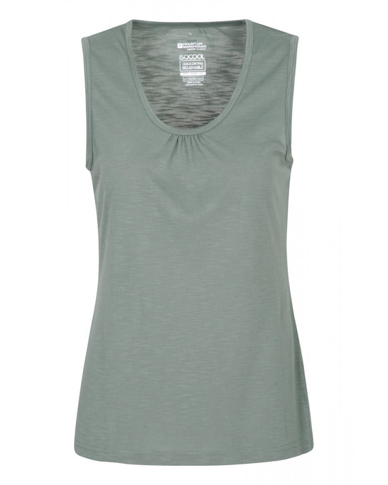 Agra Quick-Dry Slub Womens Tank Top Dark Green $11.99 Tops