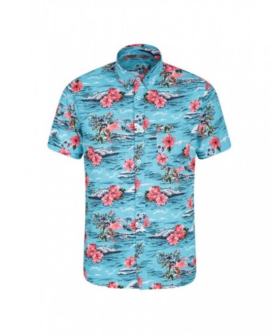 Hawaiian Short Sleeve Mens Shirt Teal $19.13 Tops