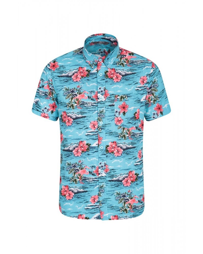 Hawaiian Short Sleeve Mens Shirt Teal $19.13 Tops