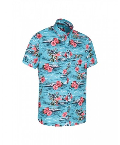 Hawaiian Short Sleeve Mens Shirt Teal $19.13 Tops