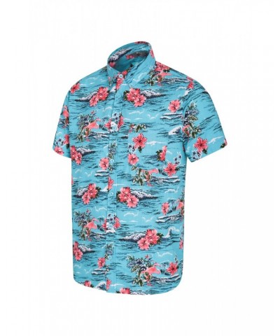 Hawaiian Short Sleeve Mens Shirt Teal $19.13 Tops