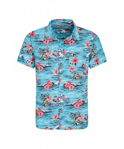 Hawaiian Short Sleeve Mens Shirt Teal $19.13 Tops