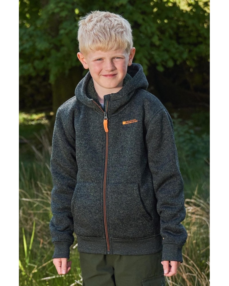 Nevis Fur Lined Kids Hoodie Khaki $16.45 Tops