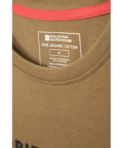 Happiest Hiking Mens Organic T-Shirt Khaki $13.99 Tops