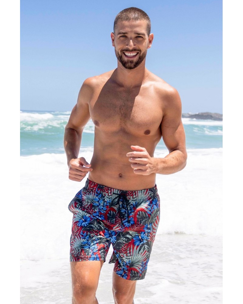 Aruba Printed Mens Swim Shorts Red $12.99 Pants