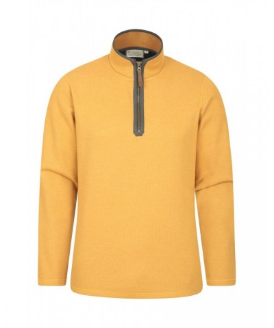 Beta Contrast Mens Zip-Neck Top Mustard $18.90 Fleece