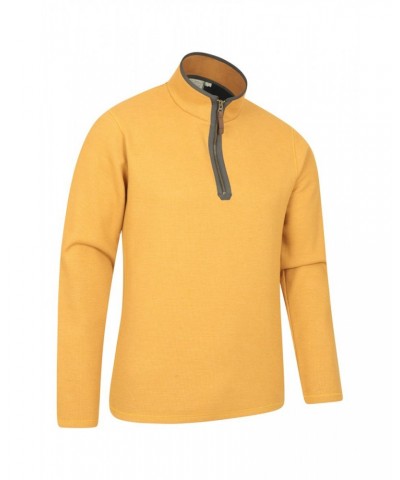 Beta Contrast Mens Zip-Neck Top Mustard $18.90 Fleece