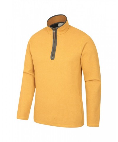 Beta Contrast Mens Zip-Neck Top Mustard $18.90 Fleece