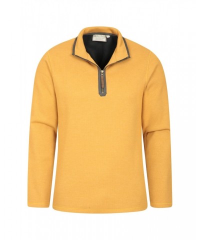 Beta Contrast Mens Zip-Neck Top Mustard $18.90 Fleece