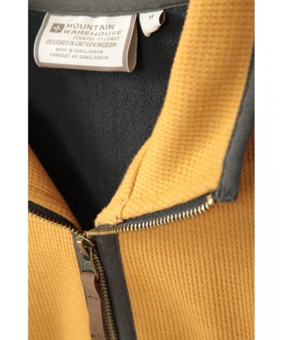 Beta Contrast Mens Zip-Neck Top Mustard $18.90 Fleece