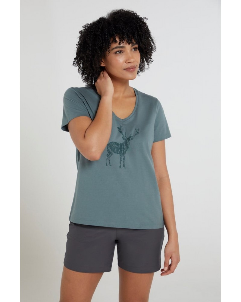 Stag Womens Loose Fit Organic T-Shirt Khaki $13.99 Tops