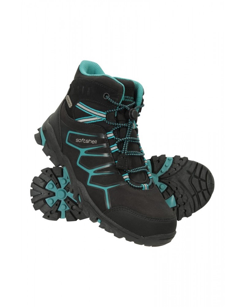 Softshell Kids Waterproof Hiking Boots Teal $27.30 Footwear