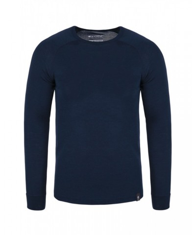 Merino Mens Long Sleeved Round Neck Top Unboxed Navy $18.86 Thermals