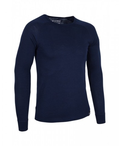 Merino Mens Long Sleeved Round Neck Top Unboxed Navy $18.86 Thermals