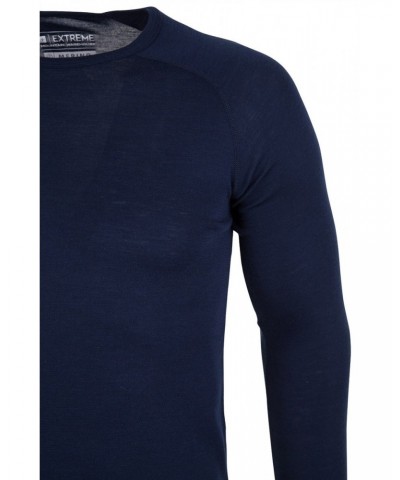 Merino Mens Long Sleeved Round Neck Top Unboxed Navy $18.86 Thermals