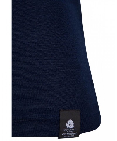 Merino Mens Long Sleeved Round Neck Top Unboxed Navy $18.86 Thermals