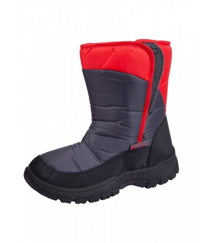 Kids Caribou Single Stripe Adaptive Snow Boots Grey $16.80 Footwear