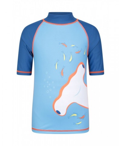 Printed Kids Rash Guard and Shorts Marine Blues $14.24 Tops